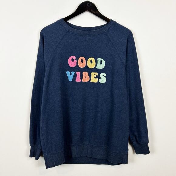 Wildfox Good Vibes Colorful Graphic Crewneck Sweater Size Small - Picture 1 of 5